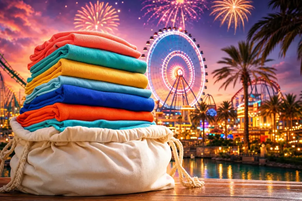 Illustrative folded laundry for an Orlando hotel pickup guide