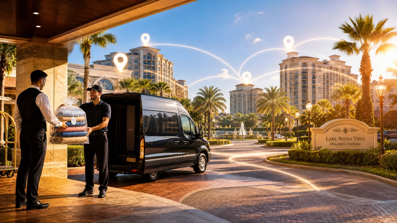 Lake Buena Vista resort area with hotel laundry pickup service for Orlando travelers