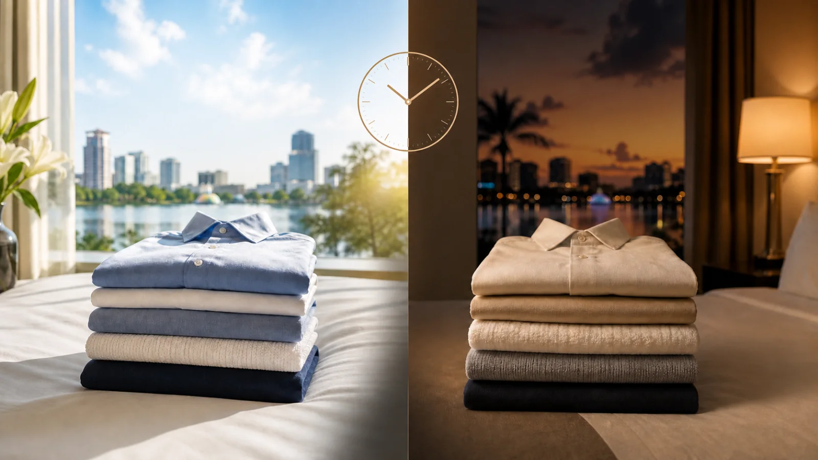 Concept image showing Express and Standard laundry return timing for hotel guests in Lake Buena Vista
