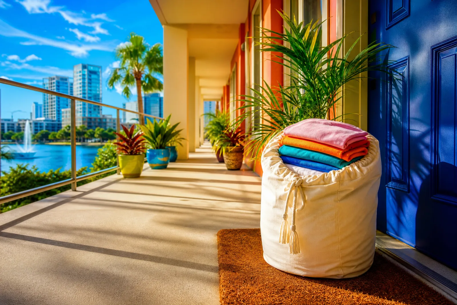 Fresh laundry delivered to an Orlando apartment doorstep, no car needed